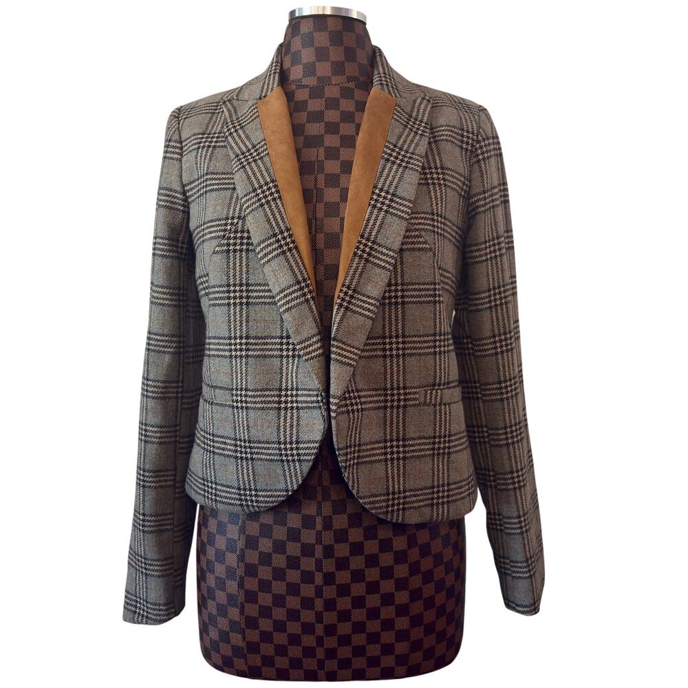 Willow & Clay Plaid Blazer Blue/Tan Size Small Preppy Teachercore Academia Twee